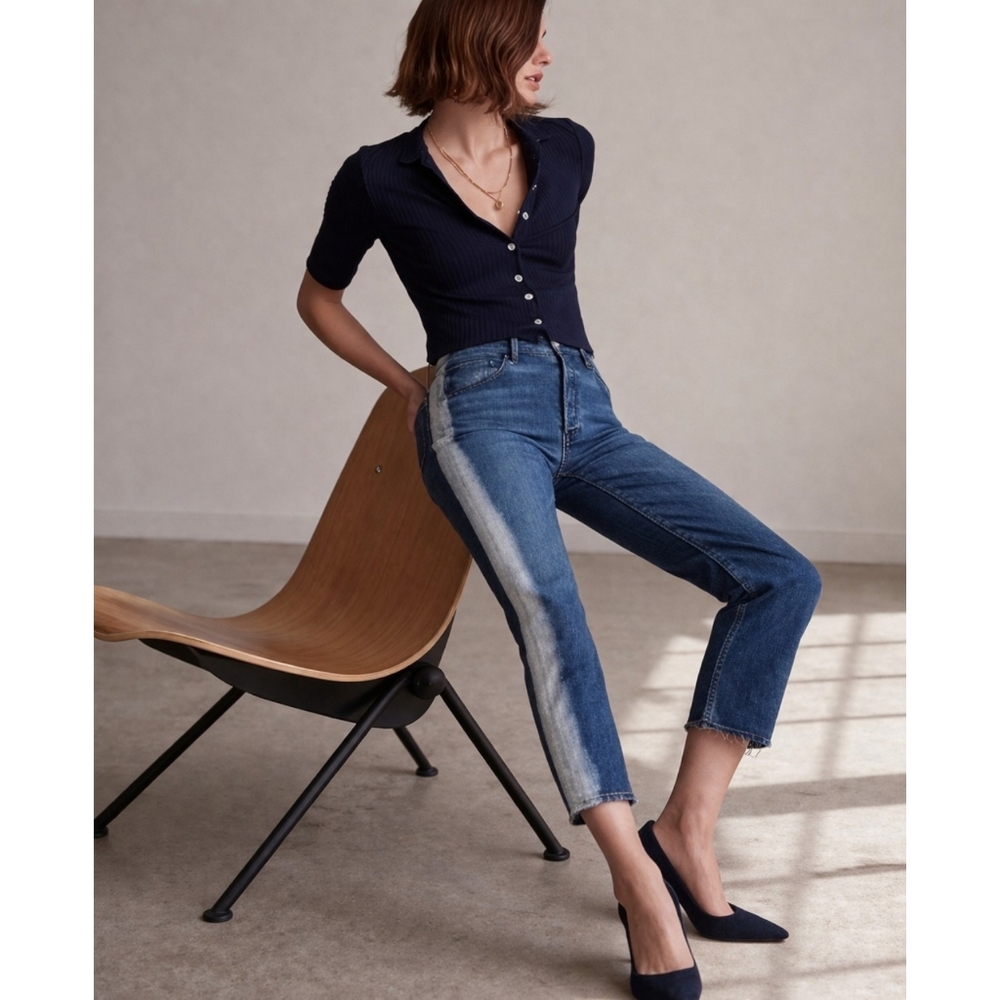 3×1 Higher Ground High Rise Straight Crop Jean 25 Whisper Wash 25